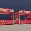 Vibrant Pink Stalls With Yellow Decorations Blue Drink Cup And Cotton Candy
