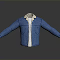 Blue Jacket With White Fleece Lining Open Front And Side Pockets Design 3d model