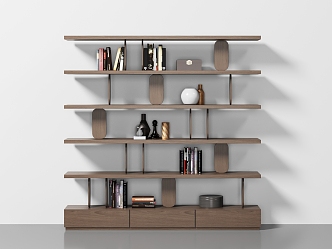 Wooden bookshelf bookcase 3d model