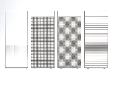 Different Room Divider Patterns With Checkerboard Dotted And Vertical Striped Designs 3d model