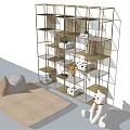 Modern Bookshelf Combination Carpet Book Accessories 3d model