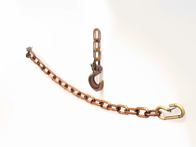 Sturdy Metal Hook With Copper Colored Chain For Hanging And Decorative Use 3d model