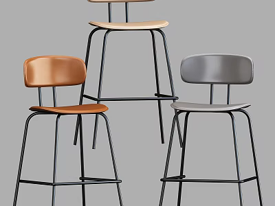 Modern Bar Stools With Sleek Design Black Metal Frames And Various Colored Seats 3d model