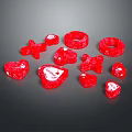 Sweet Red Decorative Candies With Heart Star Cross And Ring Shapes