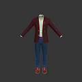 Classic Business Suit Set With Jacket Pants Shirt And Leather Shoes