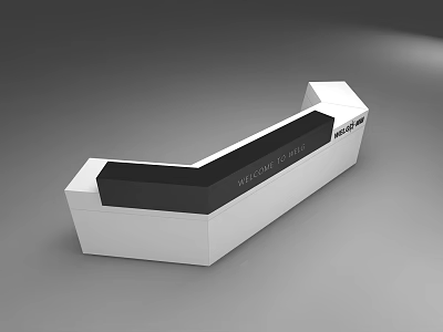 Modern White And Black Reception Desk With Sleek Design And Welcome Sign 3d model