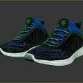 Breathable Blue And Purple Mesh Running Shoes With White Sole And Lace Up Design