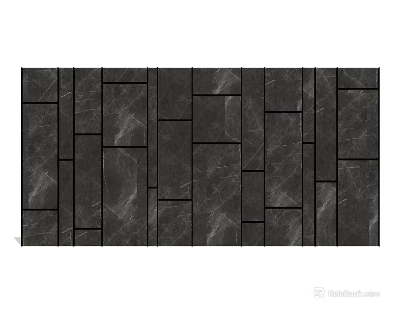 Black Stone Sofa Background Wall With Irregular Square Pattern And Textured Surface 3d model