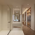 Elegant Bedroom Interior With Upholstered Headboard Decorative Wall Molding Large Window And Round Area Rug