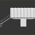 Modern Architectural Model Featuring White Wavy Roof Brown Wall Panels And Staircase