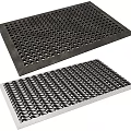 Durable Black Square Carpet Featuring Wave Pattern And Circular Holes Design
