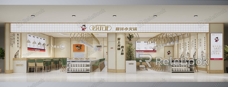 Modern Hot Pot Shop Rotary Hot Pot Shop model