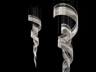 Modern Unique Spiral Chandeliers With Metallic Frame For Interior Decoration 3d model