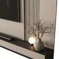 Modern Neutral TV Background Wall Design With Vertical Panels And TV Stand Decorations