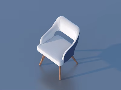 White Leisure Chair With Modern Design Armrests And Sturdy Wooden Legs 3d model