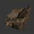 Building Structural Component With Red Brown Layered Texture And Irregular Form