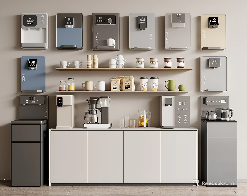 Assorted Daily Electrical Appliances In Home Kitchen Setup 3d model