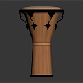 Natural Wooden Djembe Drum Musical Instrument With White Drumhead And Black Embellishments