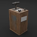 Vintage Industrial Equipment With Wooden Cabinets Metal Probes And Control Knobs