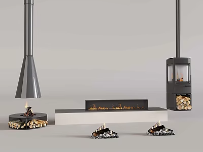 Electronic flame fireplace stove 3d model