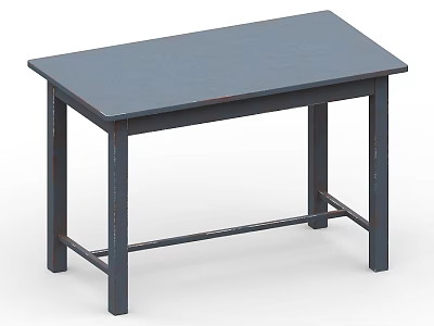Dark Office Desk With Rectangular Top And Sturdy Crossbar Legs Design 3d model