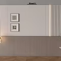 Elegant Modern Background Wall Interior Design With Decorative Paintings Pendant Lights And Potted Plant