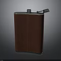 Brown Leather Wrapped Flask With Metal Lid And Stitching Details Design
