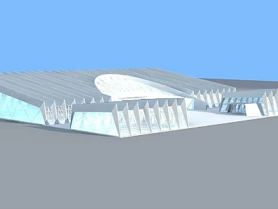 Modern Museum Building With Unique Roof Design And Glass Facade Architecture 3d model