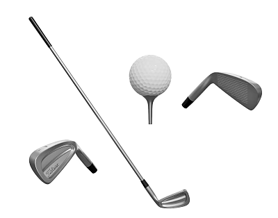 Essential Golf Sports Equipment With Clubs Ball And Tee For Professional Games 3d model