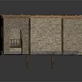 Traditional Octagonal Building Interior Framework With Wooden Beams And Stone Walls