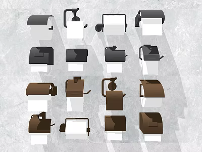 Household Items Featuring Toilet Paper Holders And Kettles With Various Designs Colors And Styles 3d model