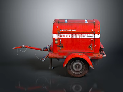 Red VMA12 Air Bearing Unit Trailer With White Stripes And Wheel 3d model