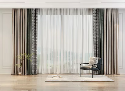 Modern Curtain Fabric Curtain 3d model