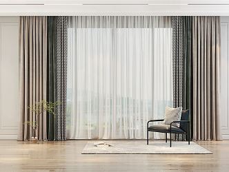 Modern Curtain Fabric Curtain 3d model