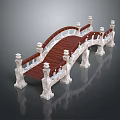 Traditional Chinese Garden Stone Bridge With Wooden Deck And Ornate Railings