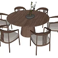 Dining Table and Chair Dining Chair Leisure Chair Dining Table Round Table Backrest Chair Armchair Ornaments Tea Table 3d model