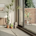 Cozy Home Balcony Design With Rocking Chair Green Plants And Natural View
