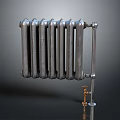 Classic Cast Iron Radiator For Home Heating With Vintage Design And Pipe