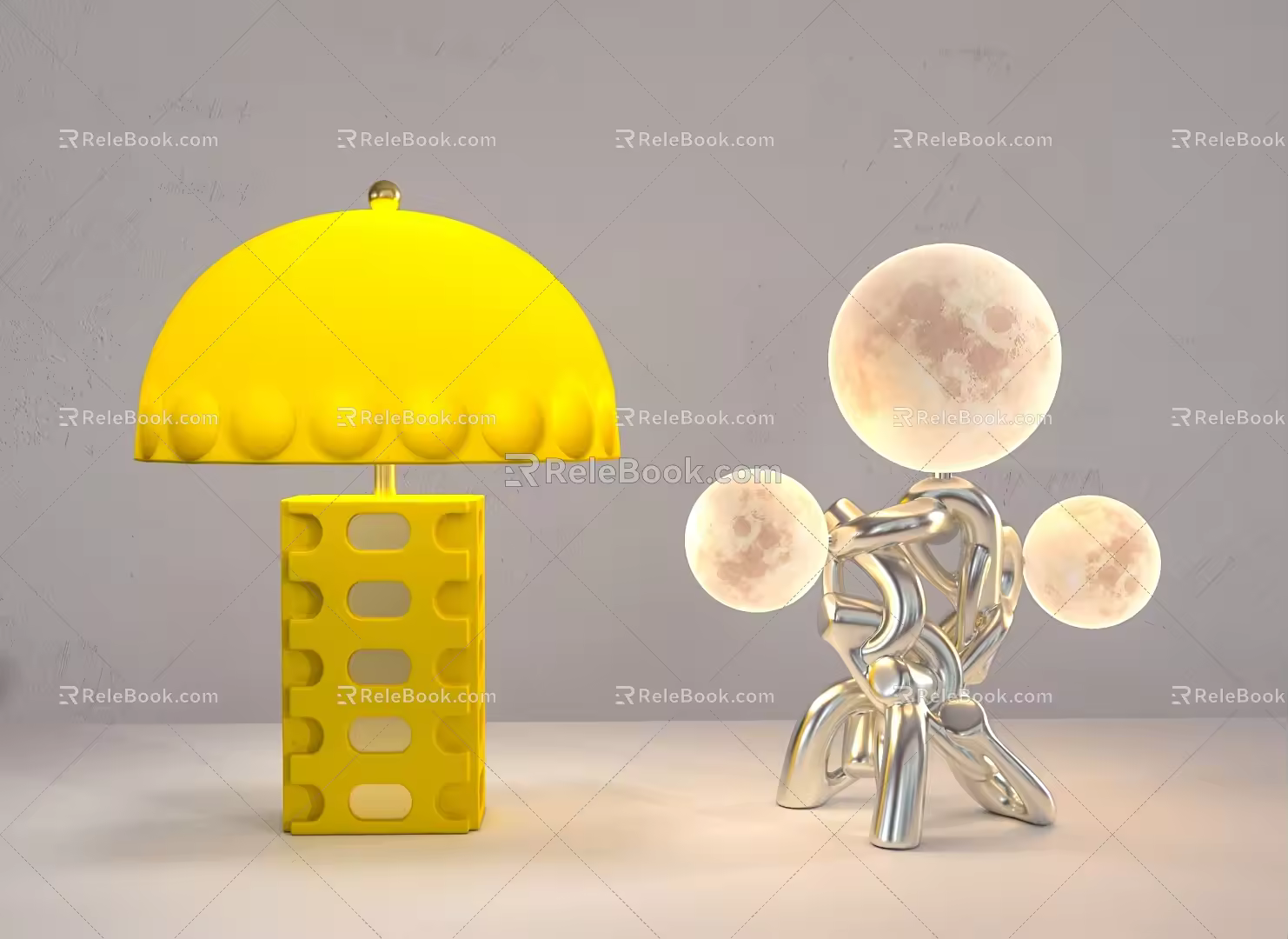 modern table lamp moon lamp 3d model