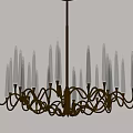 Elegant Modern Chandelier With Crystal Tubes Gold Metal Frame And Bright Lighting