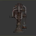 Rustic Industrial Pipe Equipment With Curved Pipes Valves And Base Structure