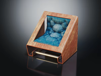 Modern Single Sofa With Wooden Frame Blue Padded Cushion And Golden Accent Design 3d model