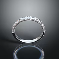 Shiny Silver Ring With Row Of Sparkling Diamonds Fashion Jewelry Accessory