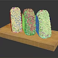 Three Sushi Rolls On Wooden Tray With Rice And Seaweed Wrap