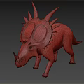 Realistic Triceratops 3D Model with Spiked Frill and Horns Standing on Dark Background