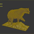 Brown Bear Sculpture Standing on Rocky Snowy Base With Detailed Fur Texture and Natural Posture