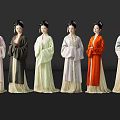 Women in Traditional Attire Standing in Line on Reflective Floor with Black Background