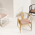 Modern Leisure Chairs With Curved Back And Pink Padded Seat In White Gold Black