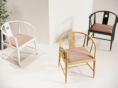 Modern Leisure Chairs With Curved Back And Pink Padded Seat In White Gold Black 3d model
