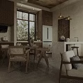 Cozy Rustic Living And Dining Room With Natural Wood Accents And Large Scenic Floor Windows